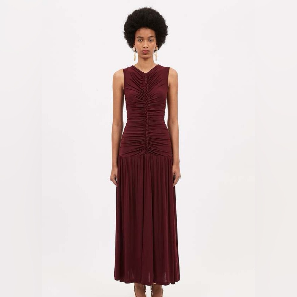 Ulla Johnson Flora Burgundy Sleeveless Dress - Picture 4 of 8